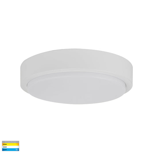 370mm Round Poly Powder Coated White Oyster Light