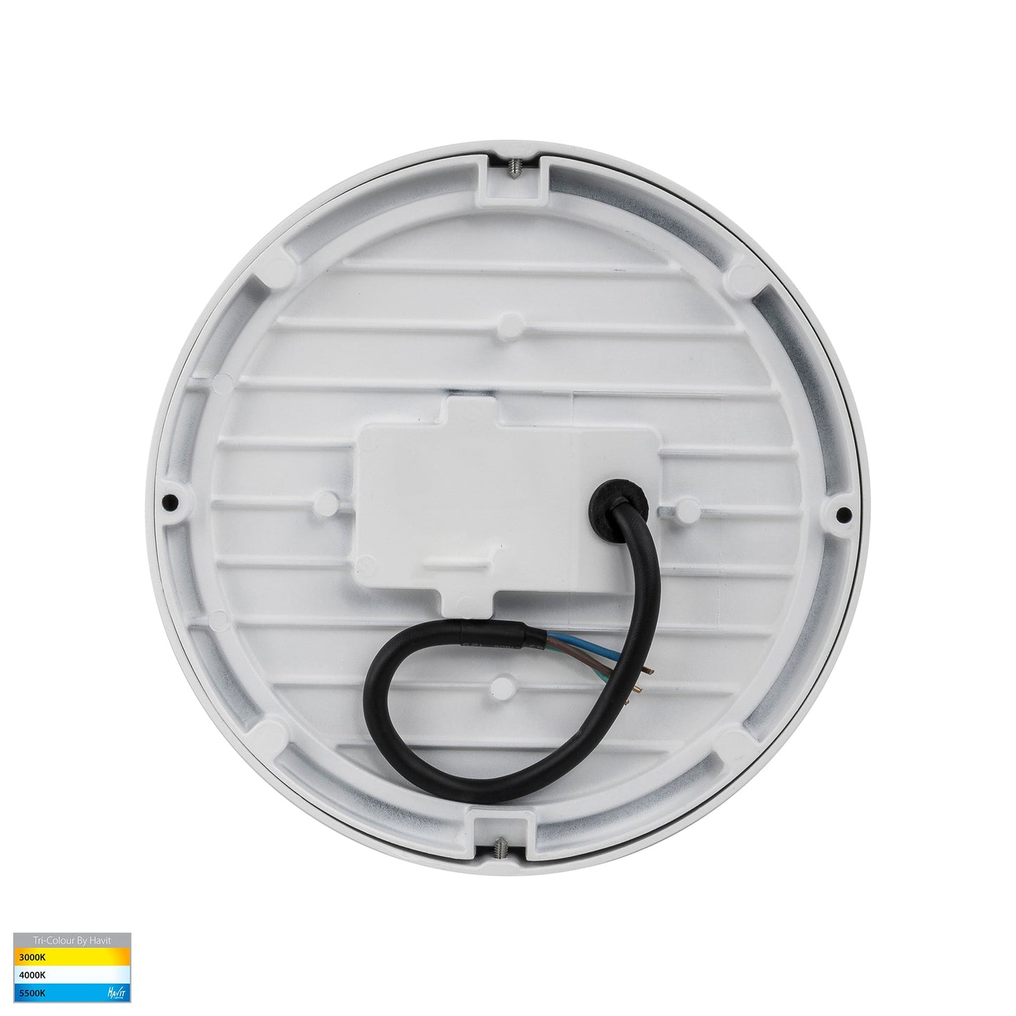 370mm Round Poly Powder Coated White Oyster Light