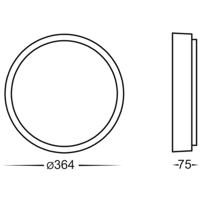 370mm Round Poly Powder Coated Black Oyster Light