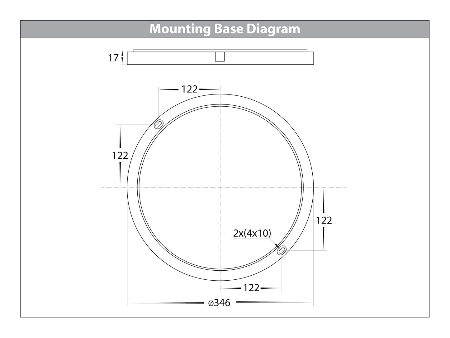 370mm Round Poly Powder Coated White Oyster Light 