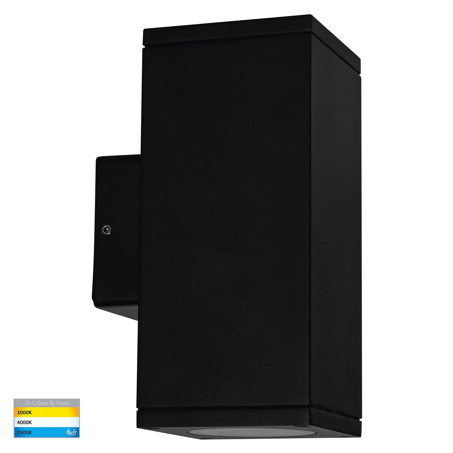 Square Surface Mounted Up & Down Wall Light Poly Powder Coated Black