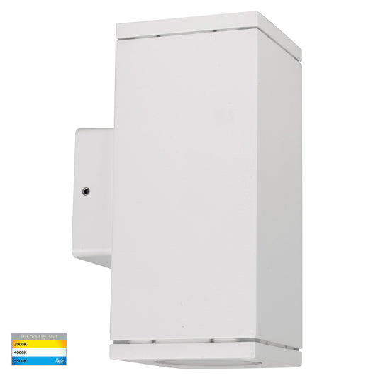 Square Surface Mounted Up & Down Wall Light Poly Powder Coated White