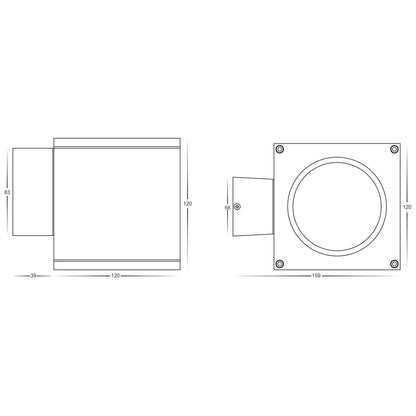 Fixed Down Square Wall Pillar Light Black