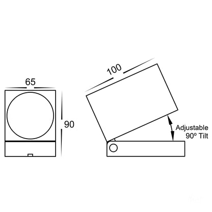 Square Surface Mounted Single Adjustable Poly Powder Coated Black
