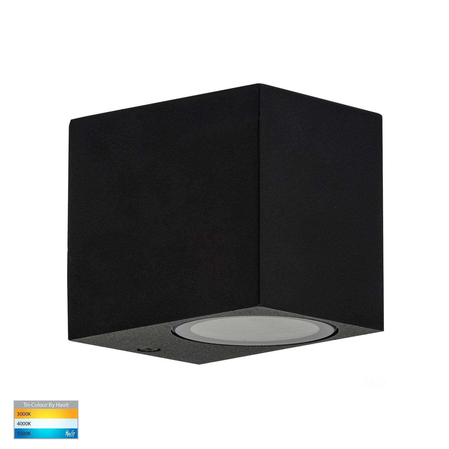 Square Surface Mounted Wall Light Poly Powder Coated Black HV3631t-Blk