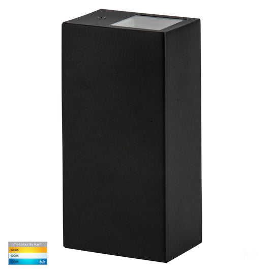 Square Surface Mounted Wall Light Poly Powder Coated Black HV3633t-Blk