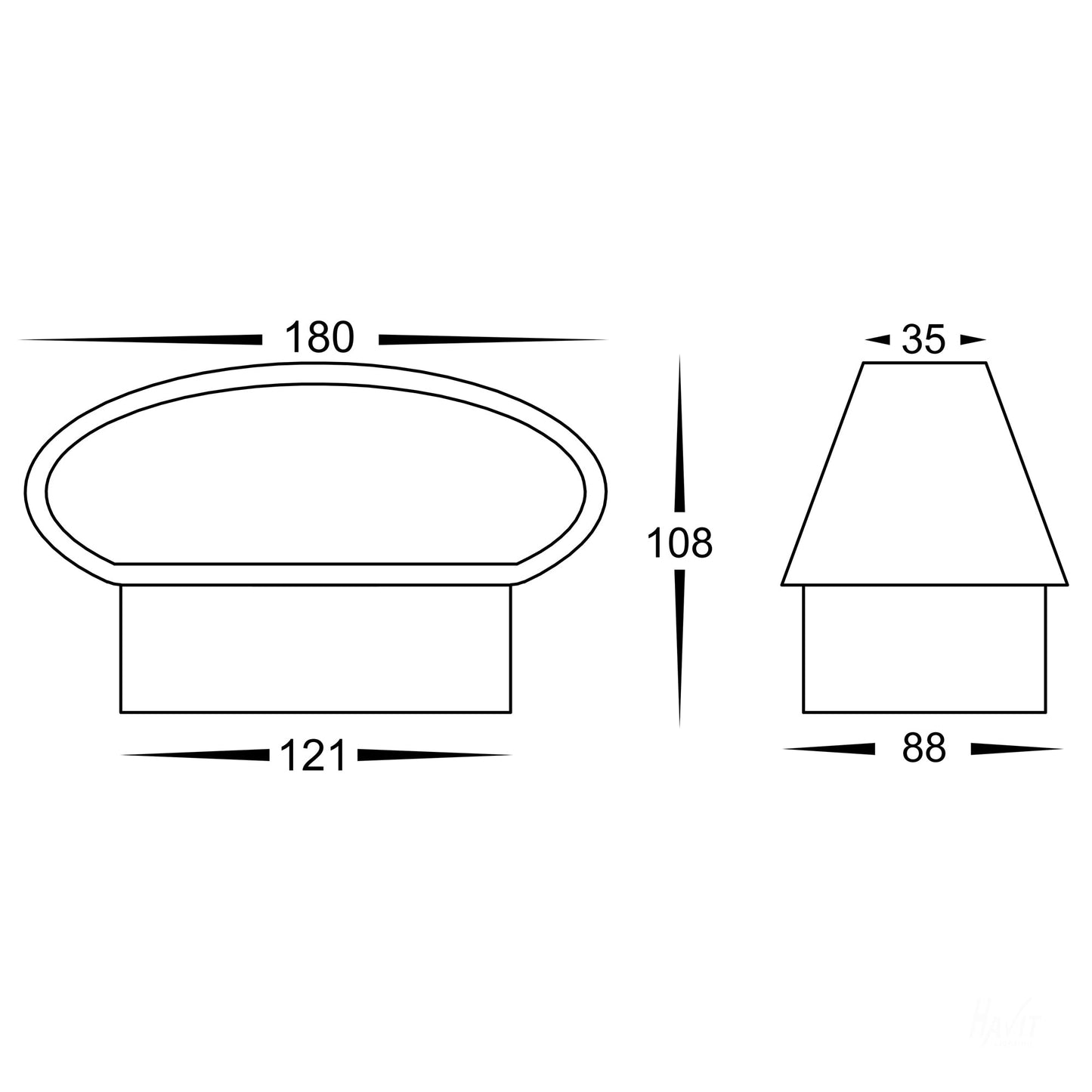Oval Tapered Wall Mounted Light Poly Powder Coated White