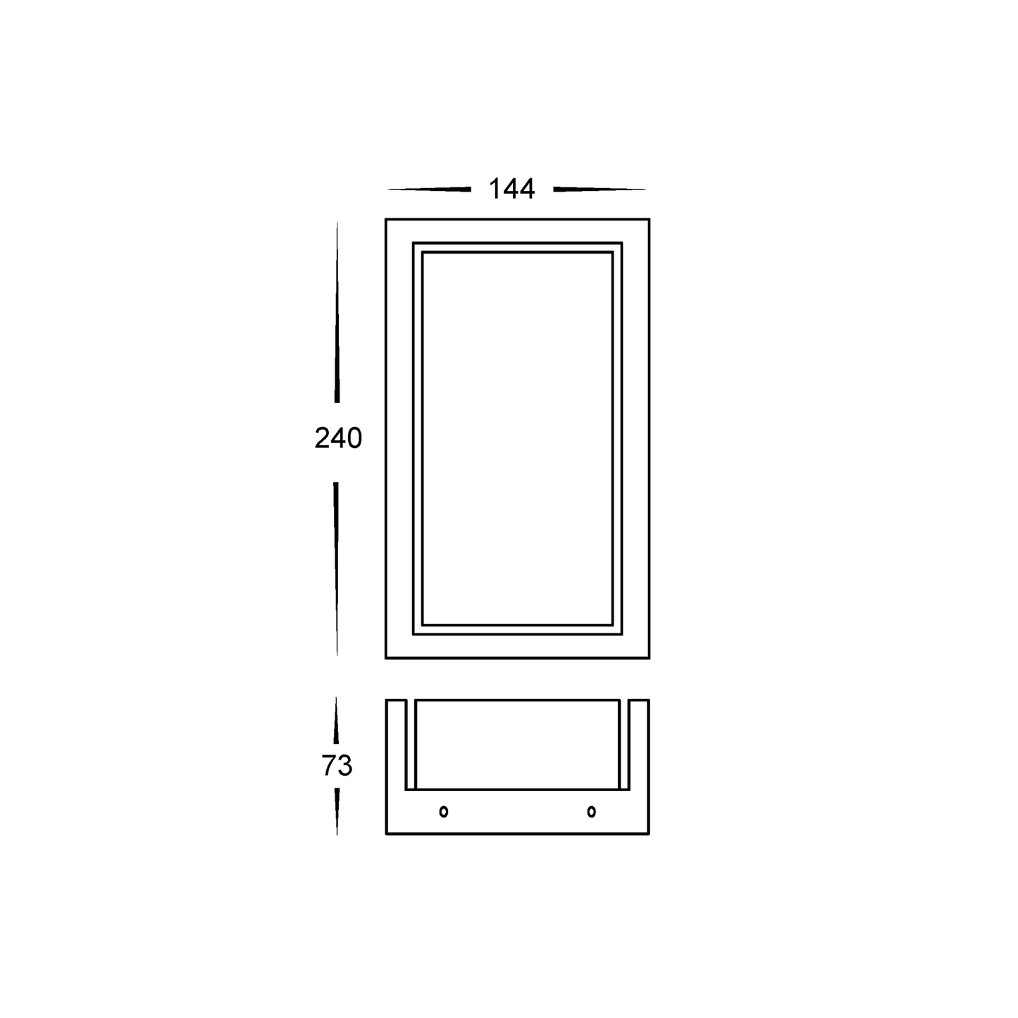 Rectangle Wall Mounted Light Poly Powder Coated Black 