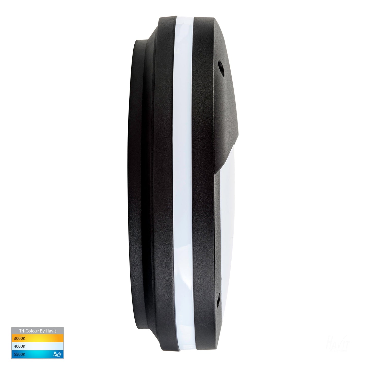 Round Poly Powder Coated Black Bunker Light With Eyelid