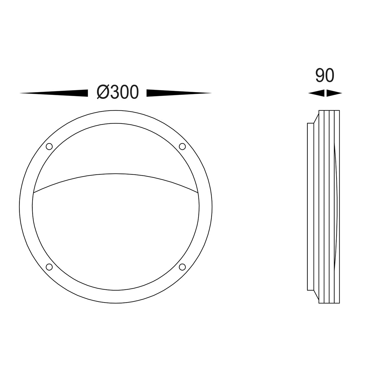 Round Poly Powder Coated Black Bunker Light With Eyelid