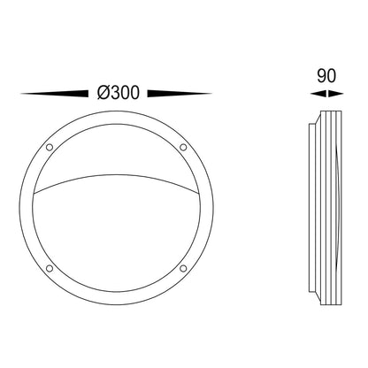 Round Poly Powder Coated Black Bunker Light With Eyelid