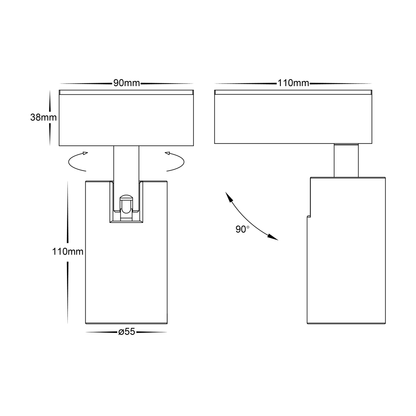 Single Adjustable Wall Pillar Light Black