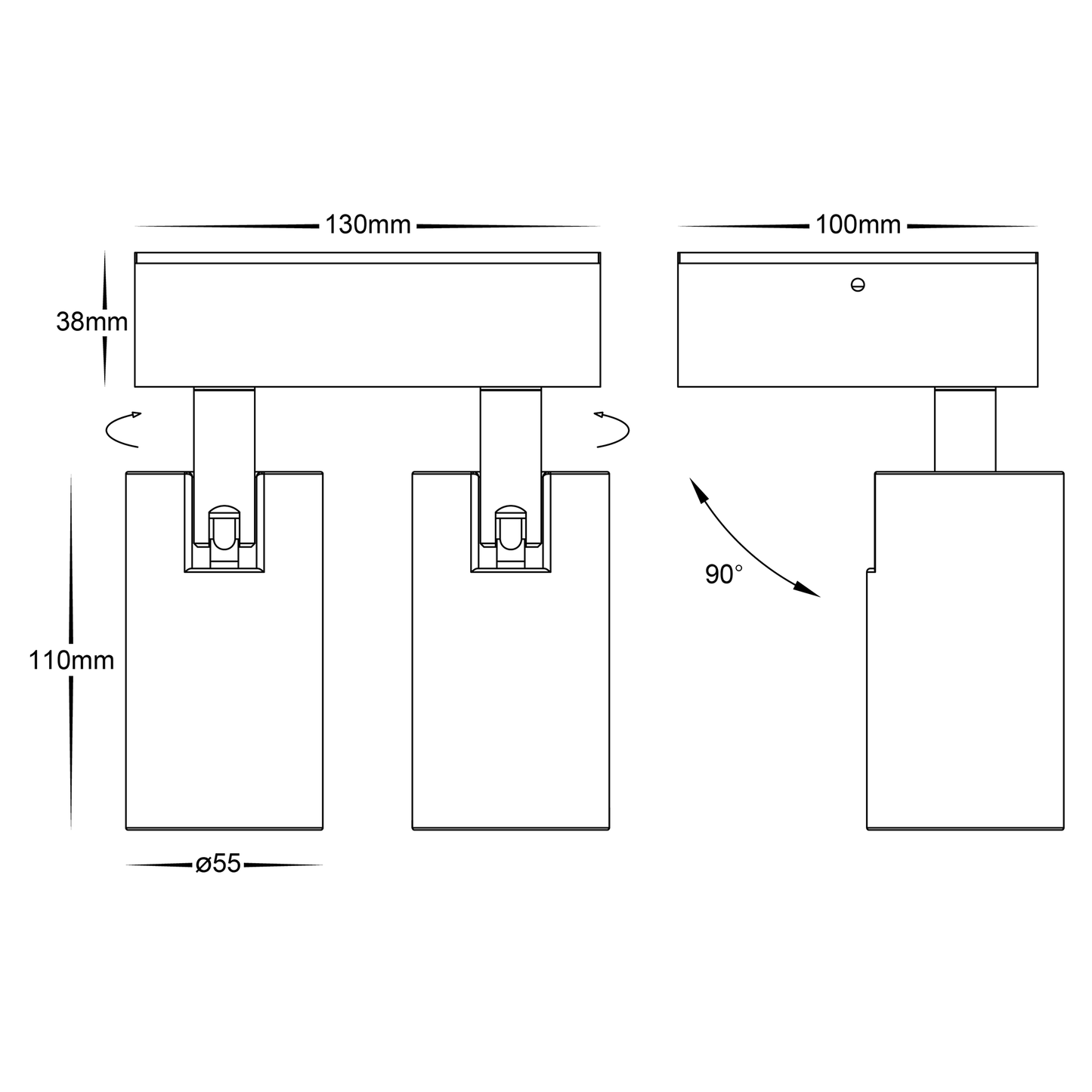 Double Adjustable Wall Pillar Light White