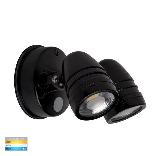 Black Double Adjustable Wall Light with Sensor 