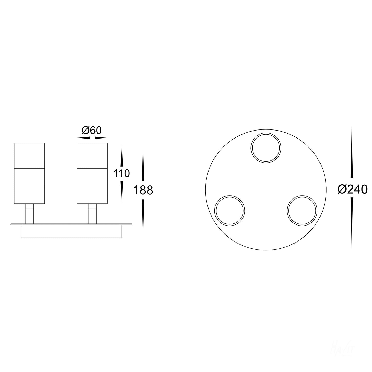 Tivah 3 Light Round Plate LED Tri Colour
