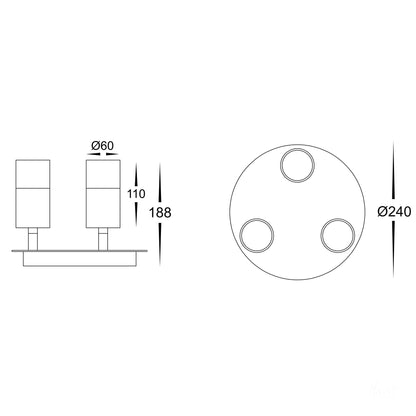 Tivah 3 Light Round Plate LED Tri Colour