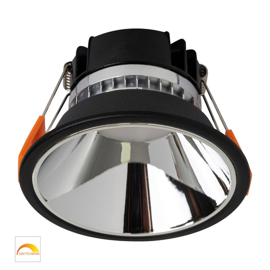 Black with Chrome Insert Fixed PC Downlight 90mm Cutout