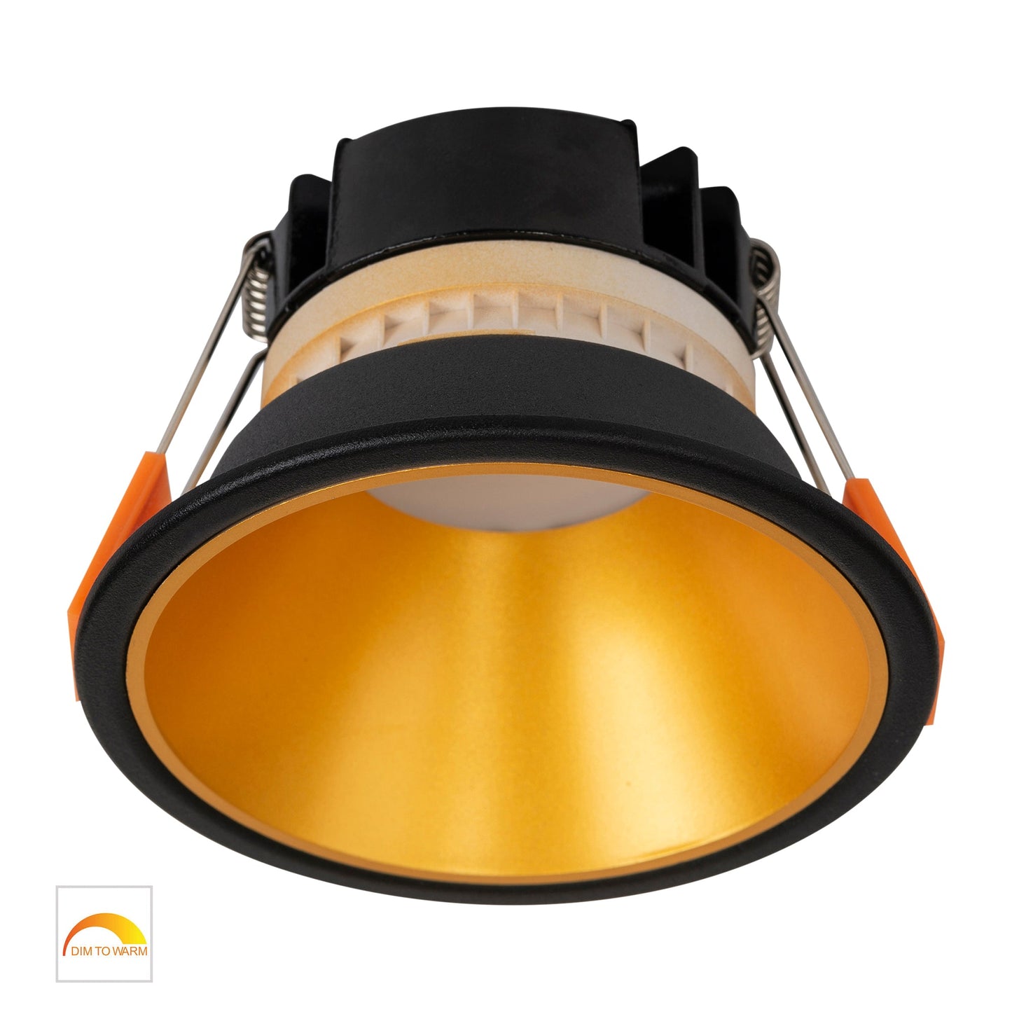 Black with Gold Insert Fixed PC Downlight 90mm Cutout