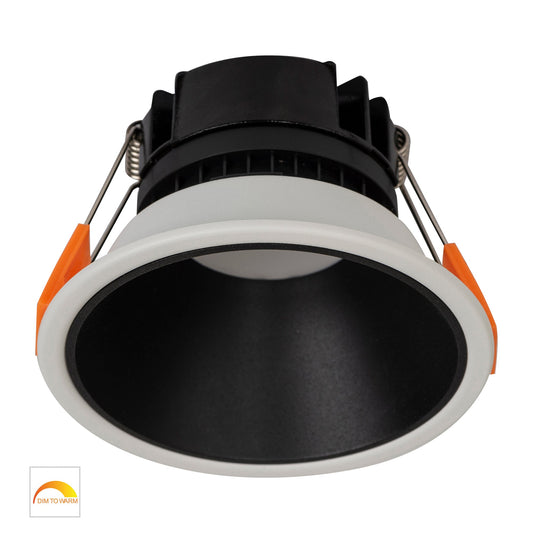 White with Black Insert Fixed PC Downlight 90mm Cutout 