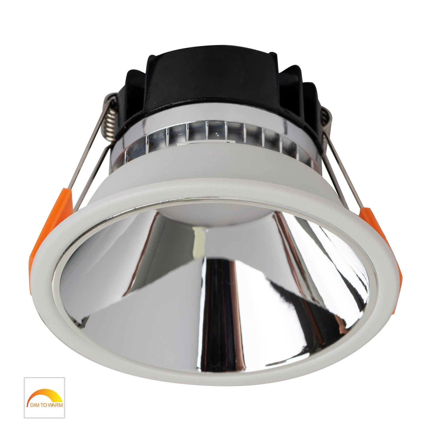 White with Chrome Insert Fixed PC Downlight 90mm Cutout