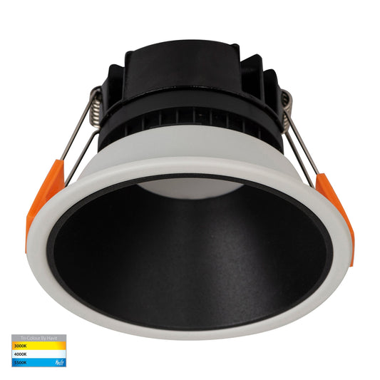 White with Black Insert Fixed Downlight 90mm Cutout