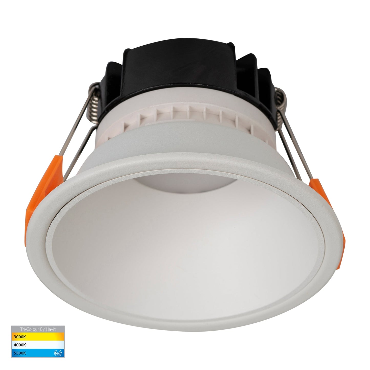 White with White Insert Fixed Downlight 90mm Cutout 