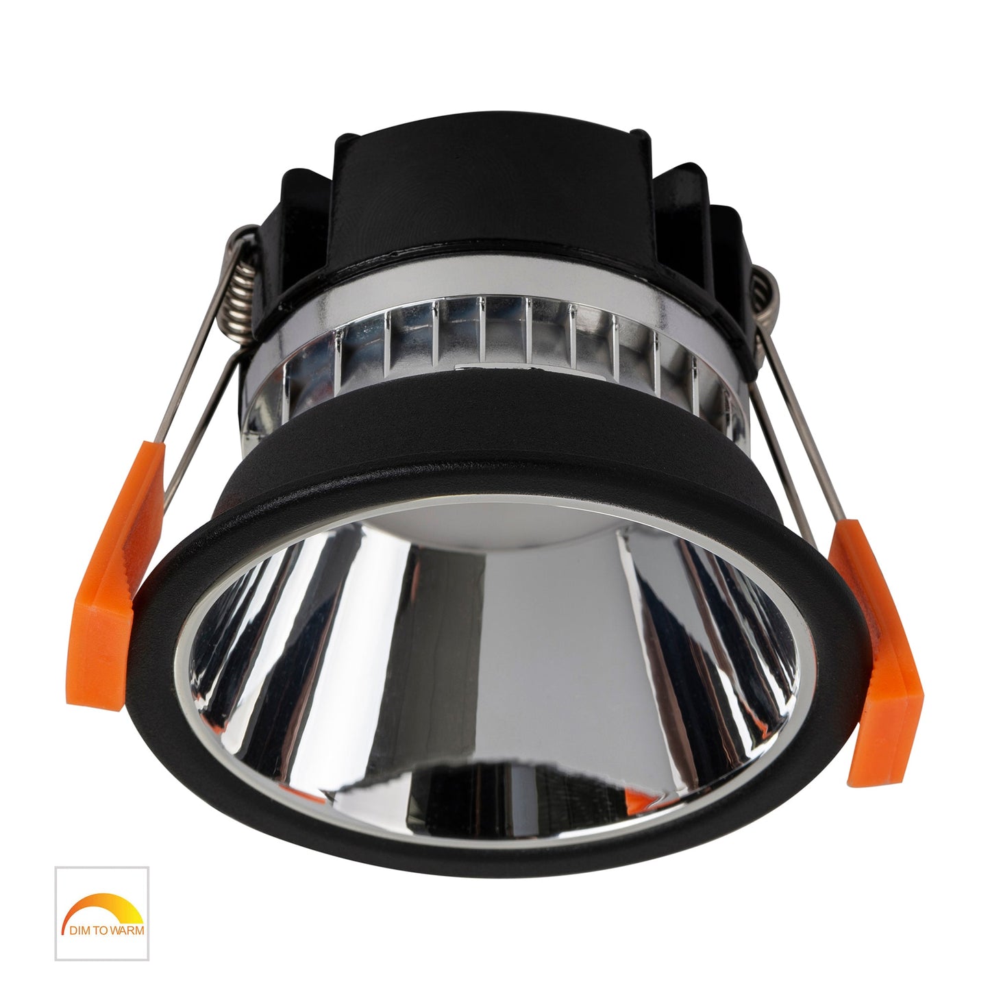 Black with Chrome Insert Fixed PC Downlight 76mm Cutout 