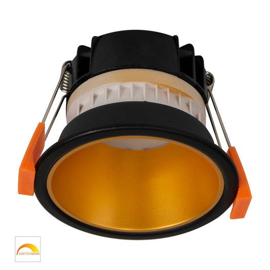 Black with Gold Insert Fixed PC Downlight 76mm Cutout