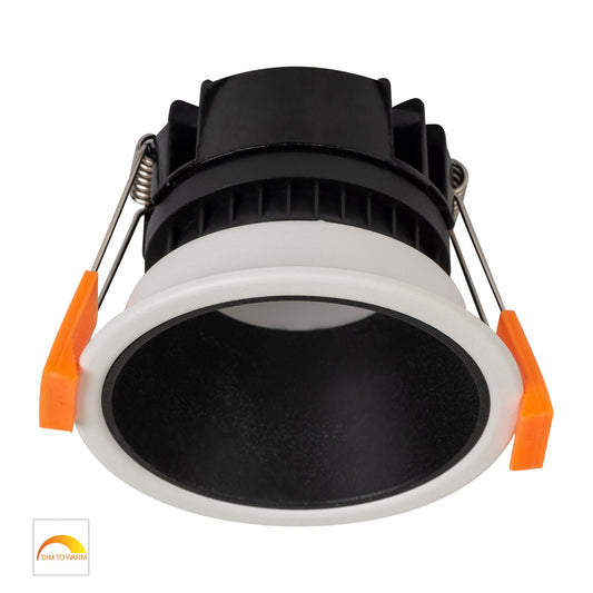 White with Black Insert Fixed PC Downlight 76mm Cutout