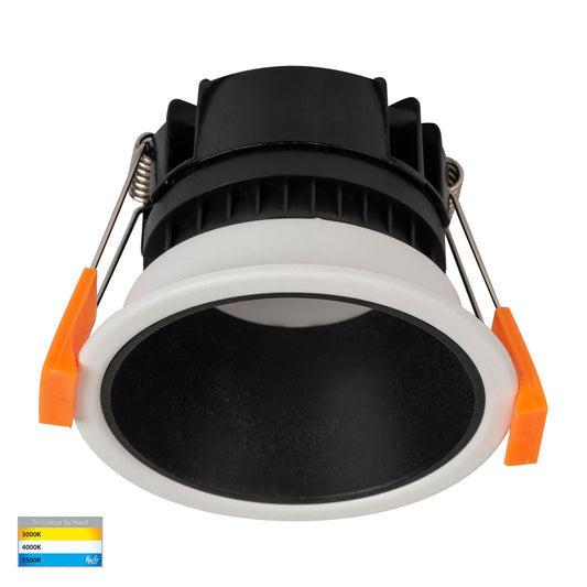 White with Black Insert Fixed Downlight 76mm Cutout 