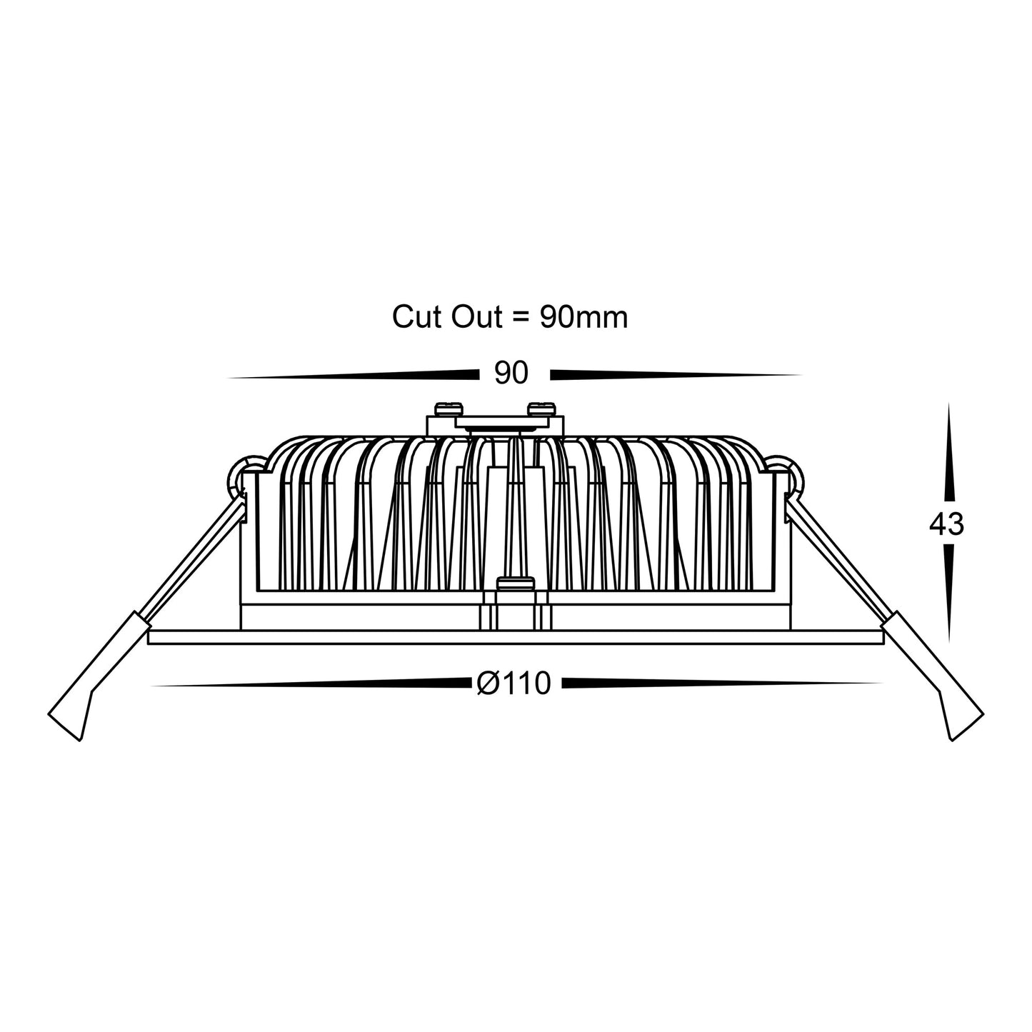 Black Downlight 90mm Cutout HV5530t-Blk