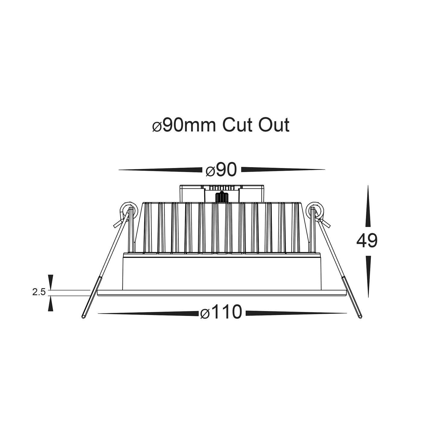White Downlight 90mm Cutout HV5531t-Wht
