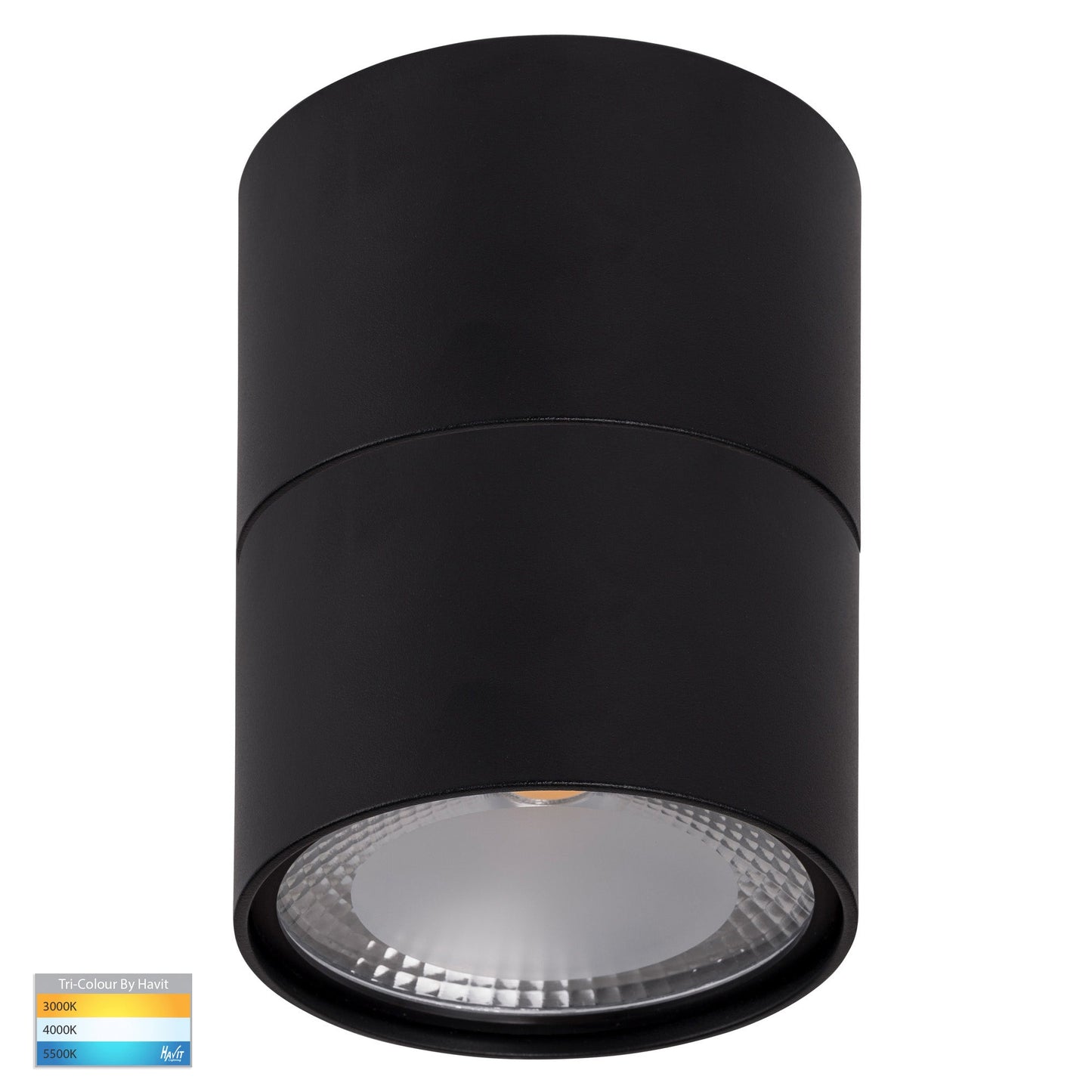 Black Surface Mounted Round Downlight C/W Extension HV5803t-Blk-Ext
