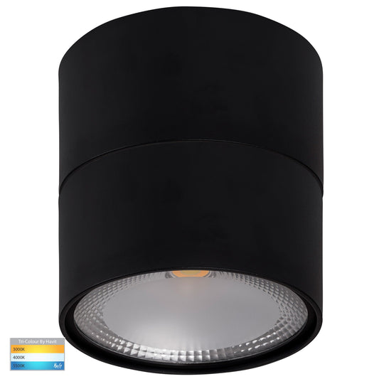 Black Surface Mounted Round Downlight C/W Extension  HV5805t-Blk-Ext