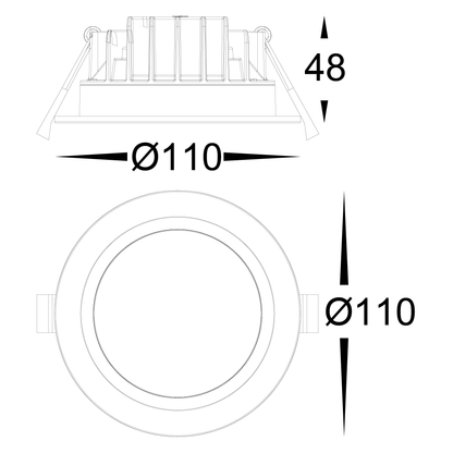 White Fixed Pc Downlight 90mm Cutout HV5522t-Wht