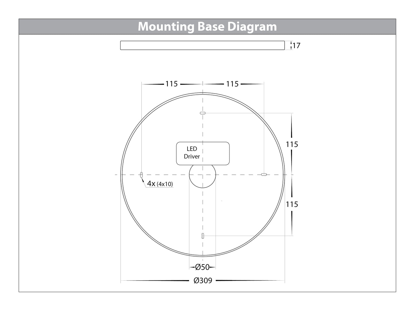 320mm Surface Mounted Round Oyster Light