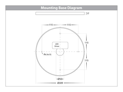 320mm Surface Mounted Round Oyster Light