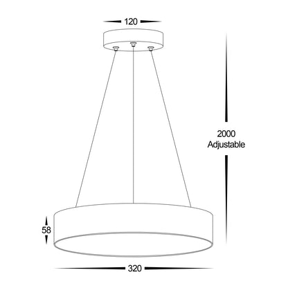 White 320mm Surface Mounted Round Pendant Light