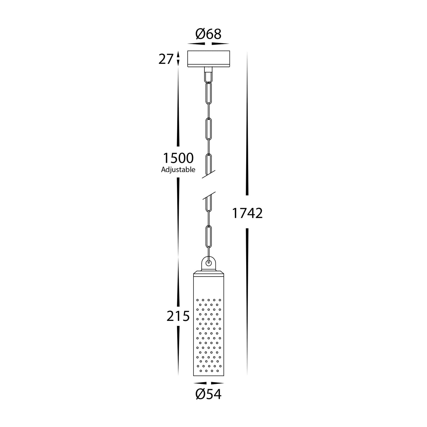 Antique Brass 54mm Cylinder Pendant Light
