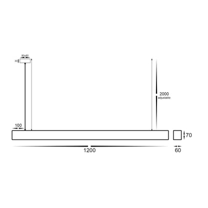 Bench 1200mm Aluminium Dimmable Pendant