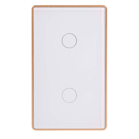 White with Gold Trim 2 Gang Wifi Switch