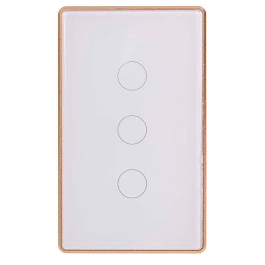 White with Gold Trim 3 Gang Wifi Switch