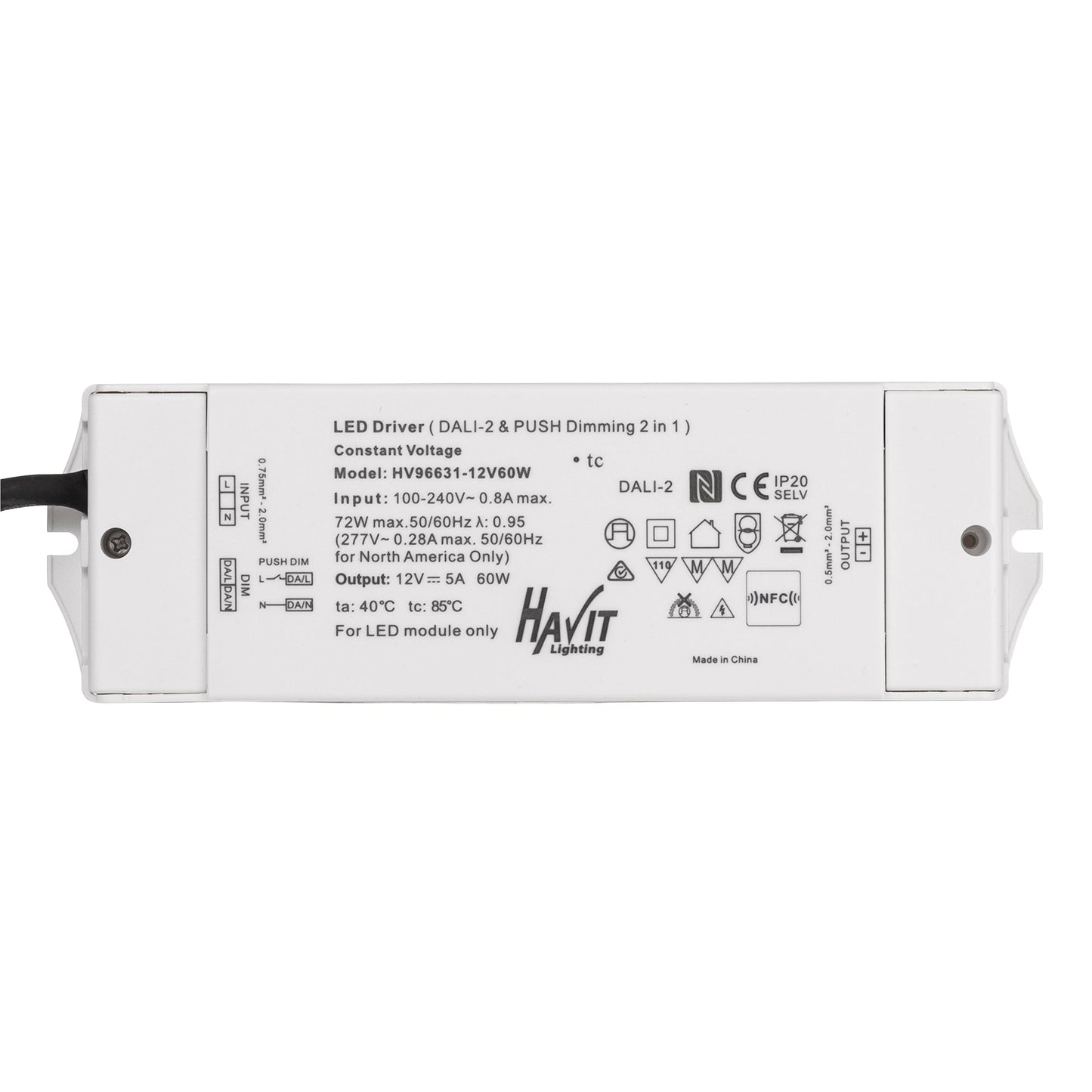 12v DC IP20 Dali Dimmable LED Driver 