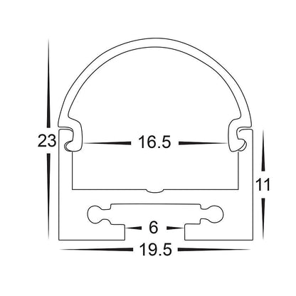 Hv9690-2119 - Silver Aluminium Profile With Rounded Diffuser