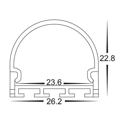 Hv9690-2618 - Shallow Square Aluminium Profile With Rounded Diffuser