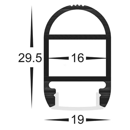Wardrobe Aluminium Profile with Standard Diffuser per metre Supplied with 2x mounting clips per metre + 2x end caps per length