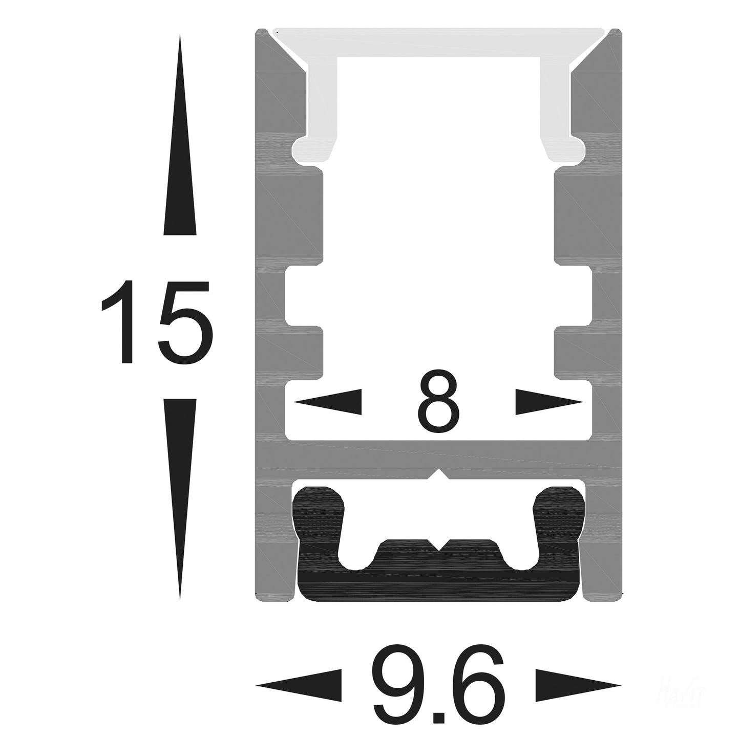 Hv9693-0915 - Shallow Square Aluminium Profile