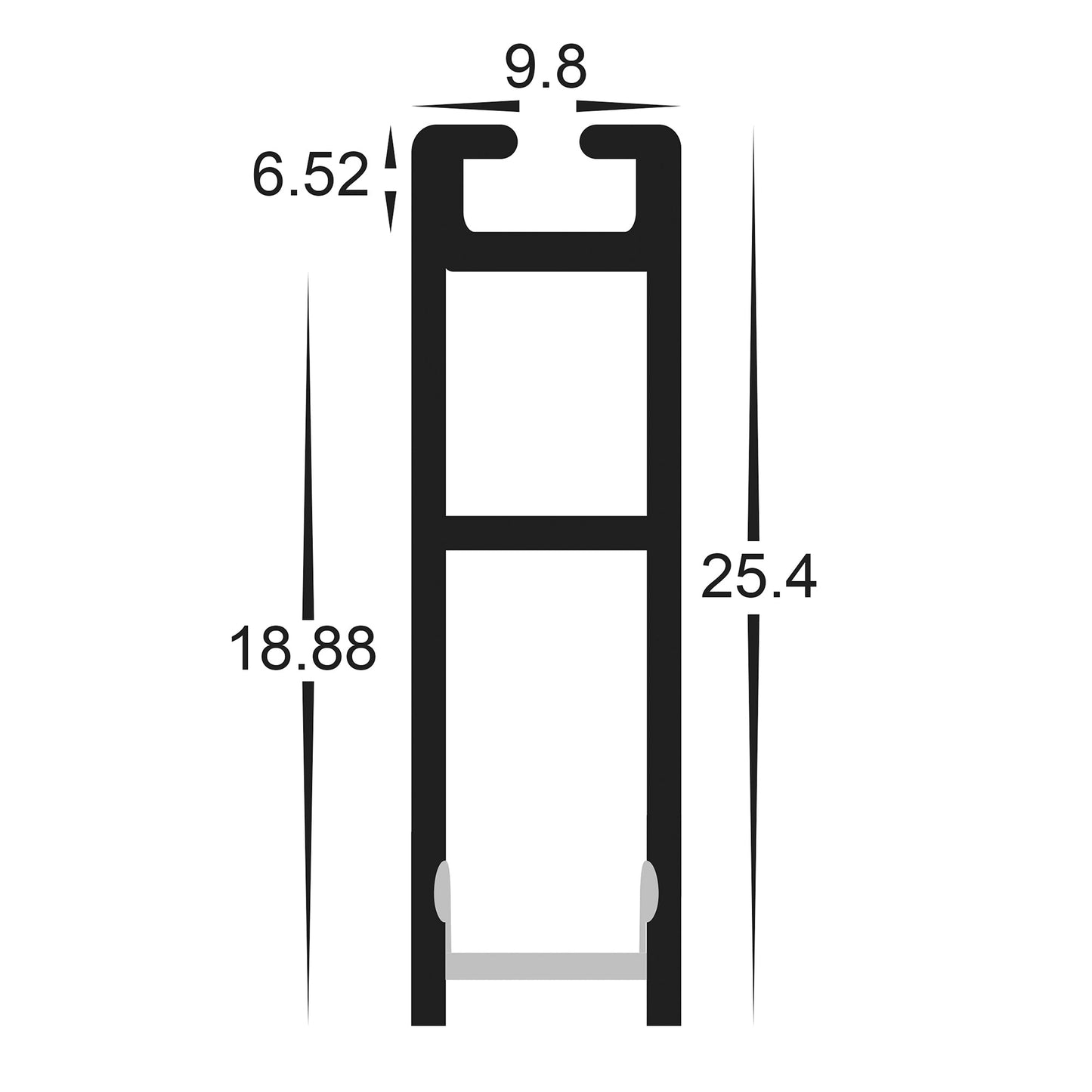 Hv9693-1045-Blk - Suspended Black Aluminium Profile