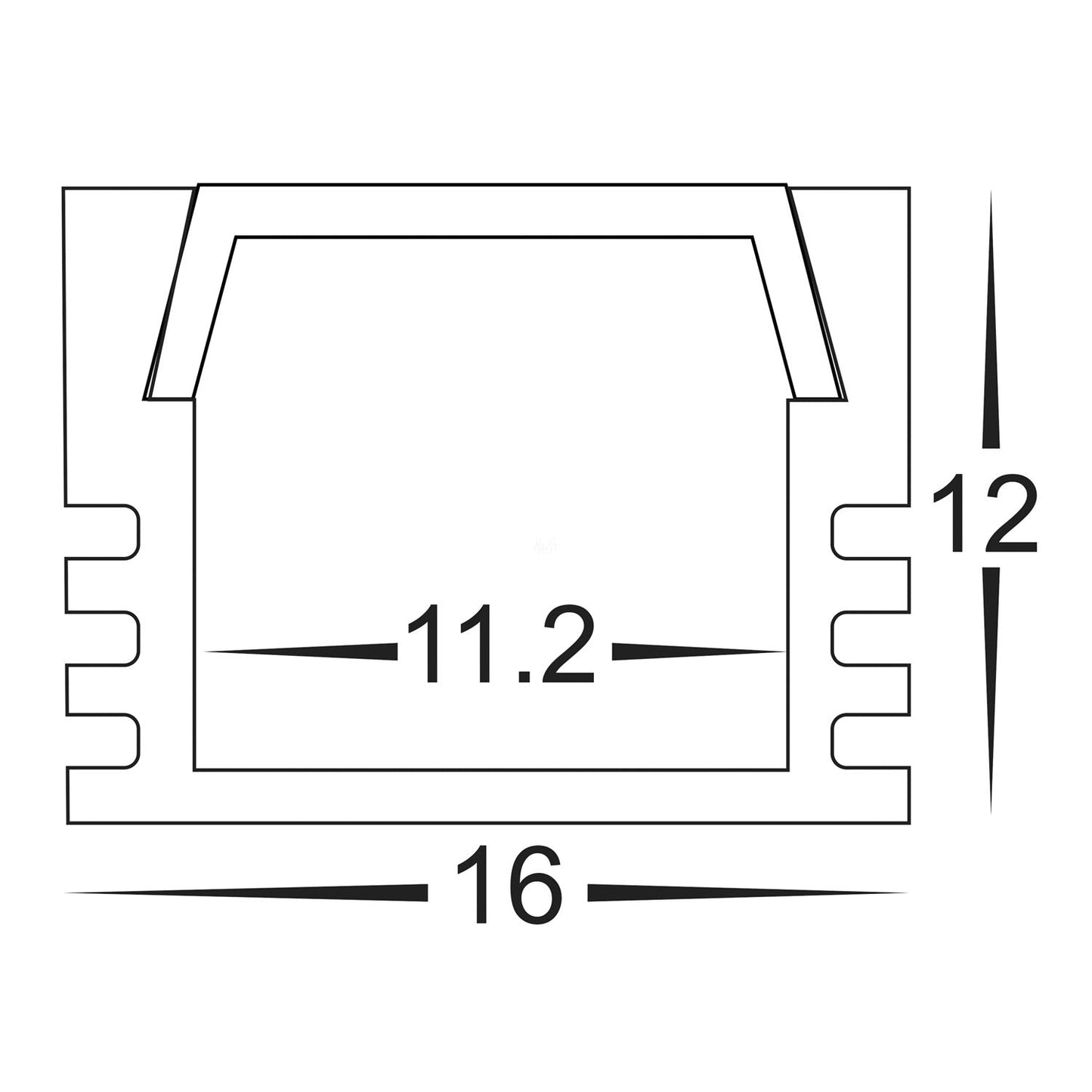 Hv9693-1612 - Shallow Square Aluminium Profile