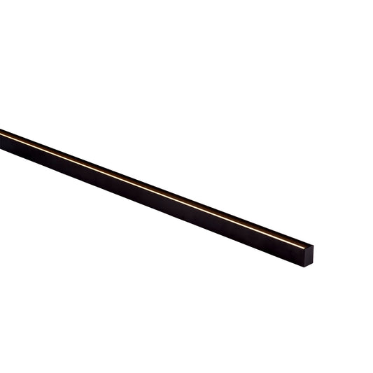 Black Shallow Square Aluminium Profile with Standard Diffuser per metre Supplied with 2x mounting clips per metre + 2x end caps per length